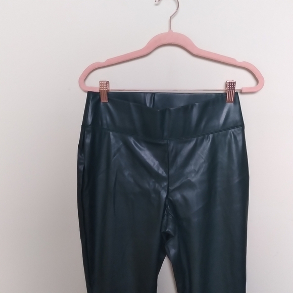 INC International Concepts Hunter Green Faux Leather High Waist Pants Size 6 - Picture 4 of 9